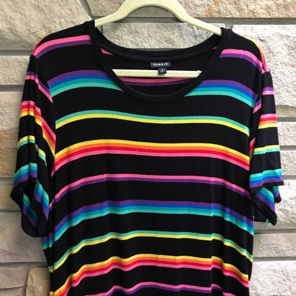 Torrid Mini Jersey Tee Shirt Dress Black Rainbow … - image 7