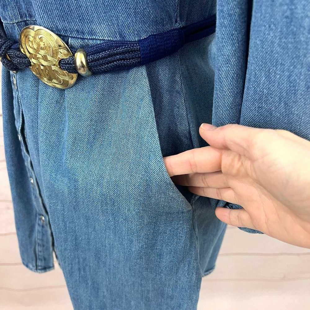 Zara Puff Sleeve Button Front Chambray Denim Jean… - image 4