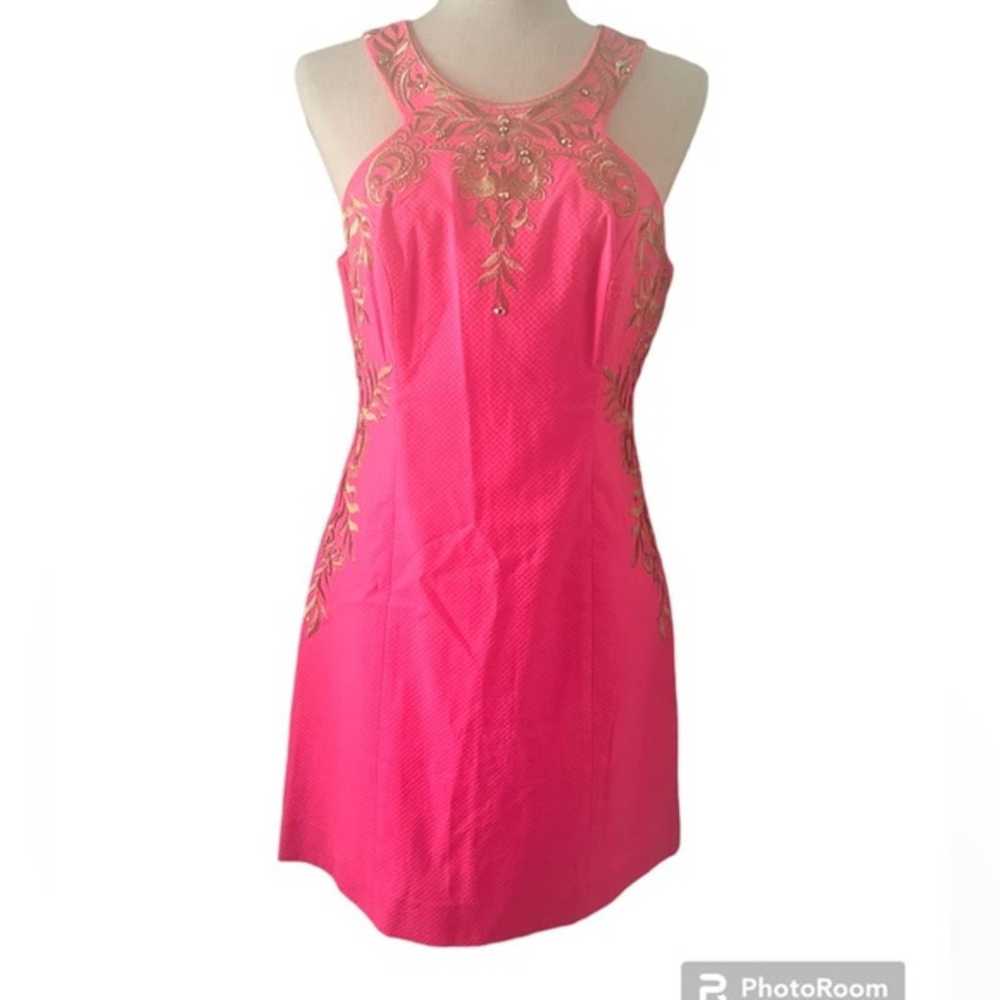 Lily Pulitzer Bright Pink Tina Embroidered Stretc… - image 1