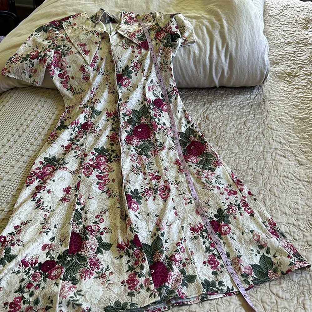 Vintage Dress Floral Victorian Style Short sleeve… - image 11