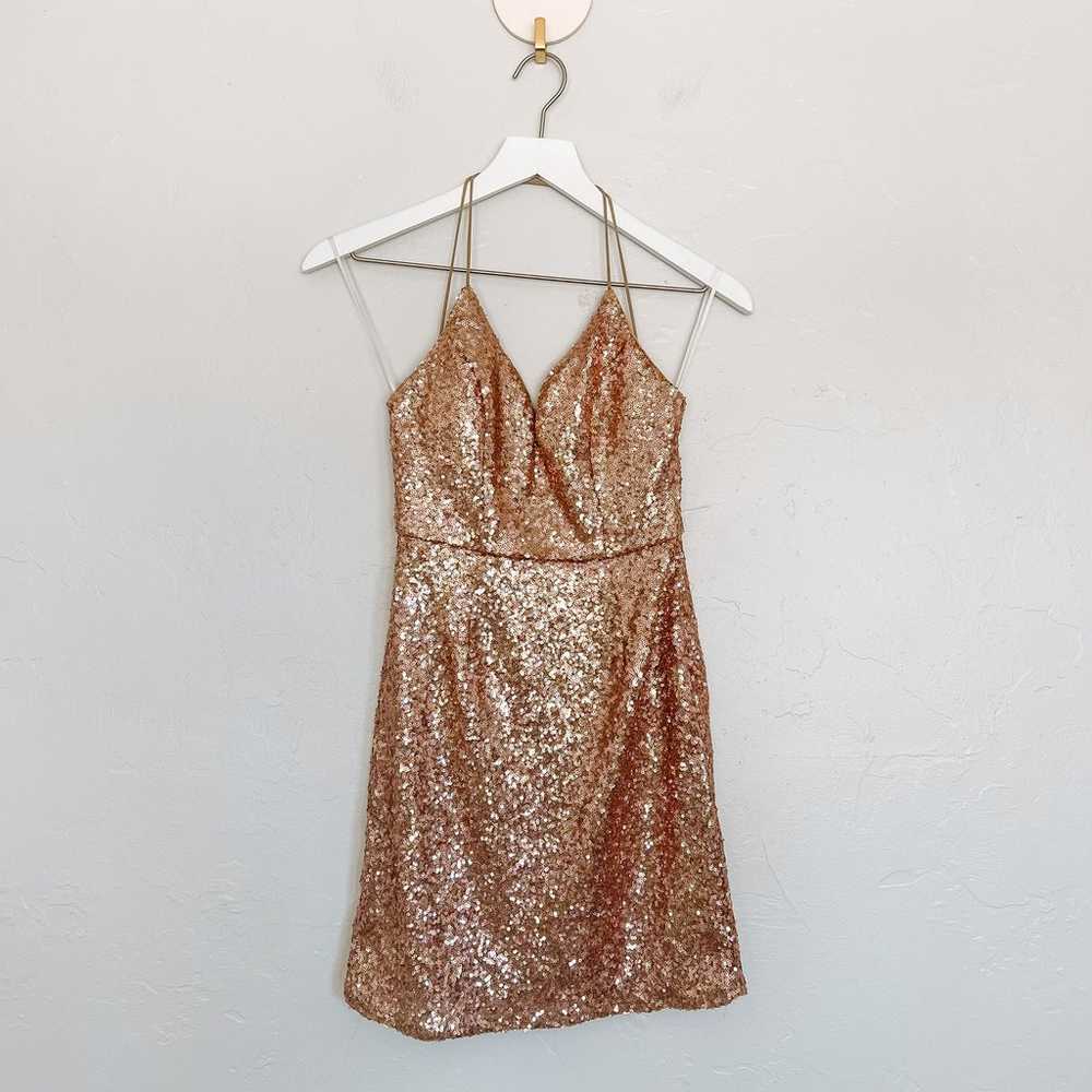 Hello Molly Rose Gold Sequin Halter Bodycon Dress… - image 1