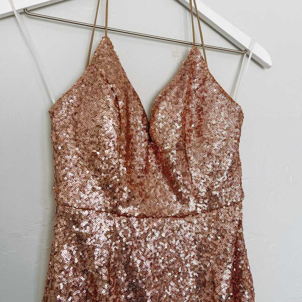 Hello Molly Rose Gold Sequin Halter Bodycon Dress… - image 2