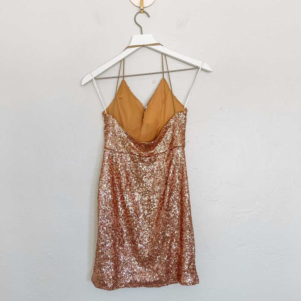 Hello Molly Rose Gold Sequin Halter Bodycon Dress… - image 3