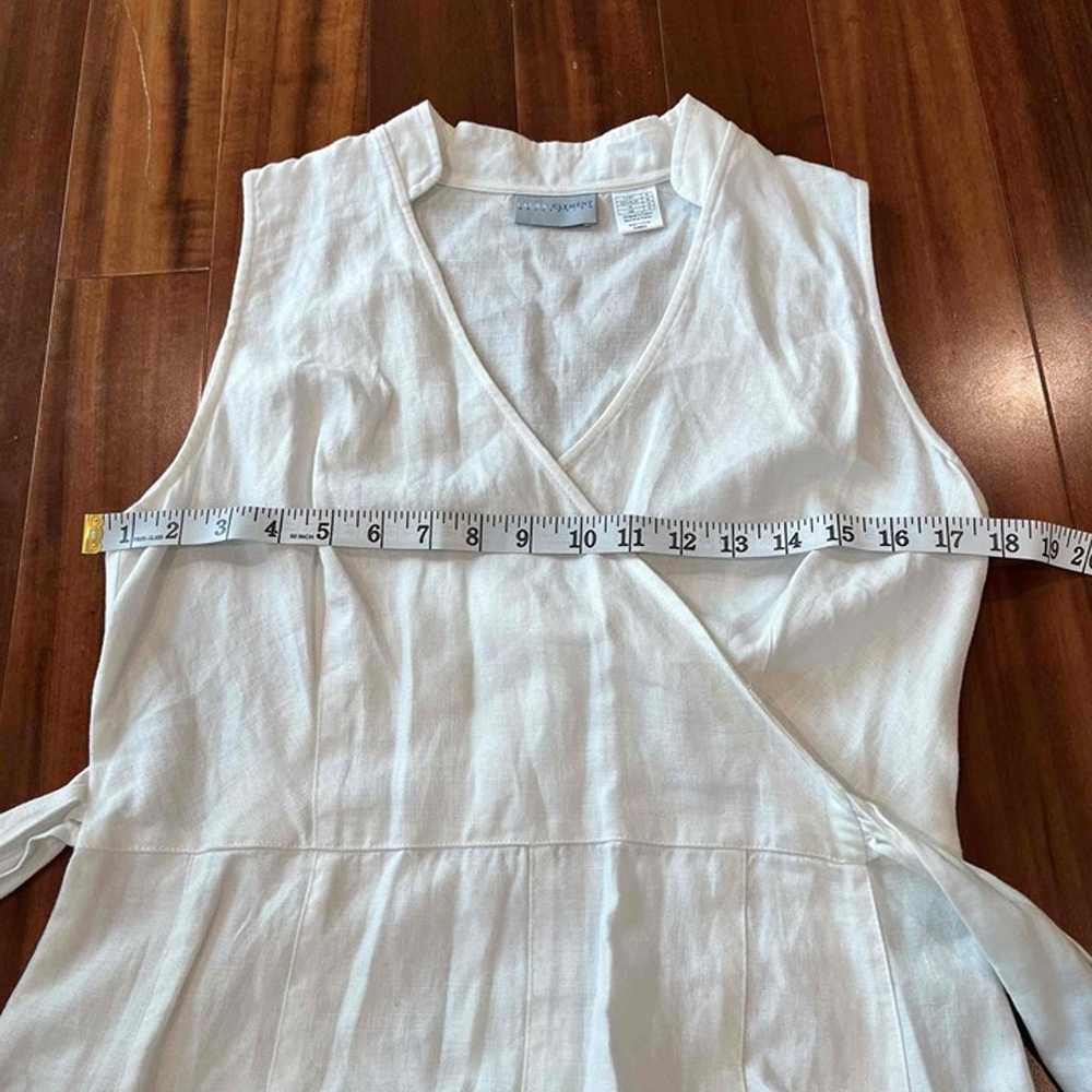 Laura Clement White Linen Dress Sleeveless V-Neck… - image 11