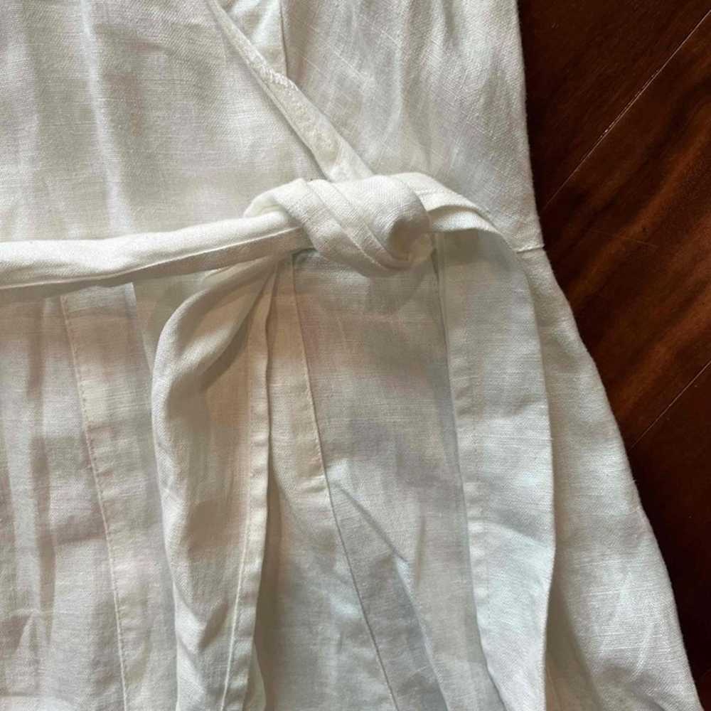 Laura Clement White Linen Dress Sleeveless V-Neck… - image 6