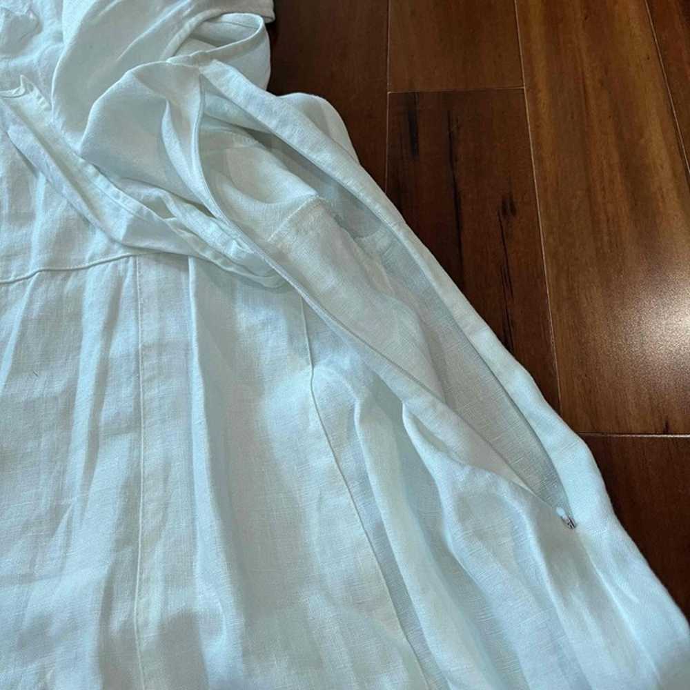 Laura Clement White Linen Dress Sleeveless V-Neck… - image 7