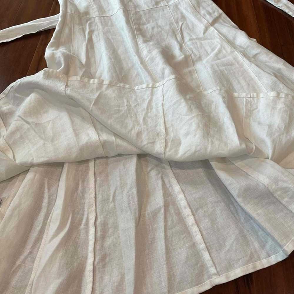 Laura Clement White Linen Dress Sleeveless V-Neck… - image 8