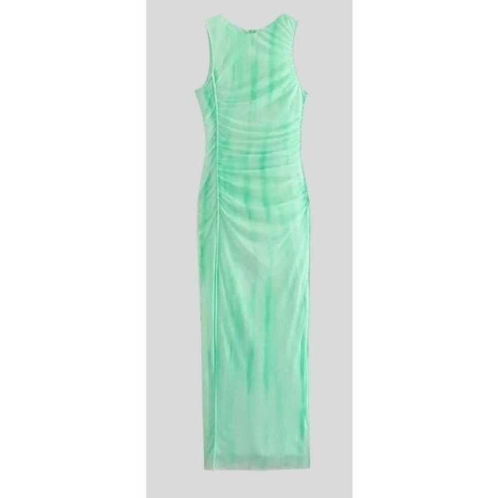 Zara Womens Large Tulle Midi Bodycon Mesh Mint Gr… - image 2