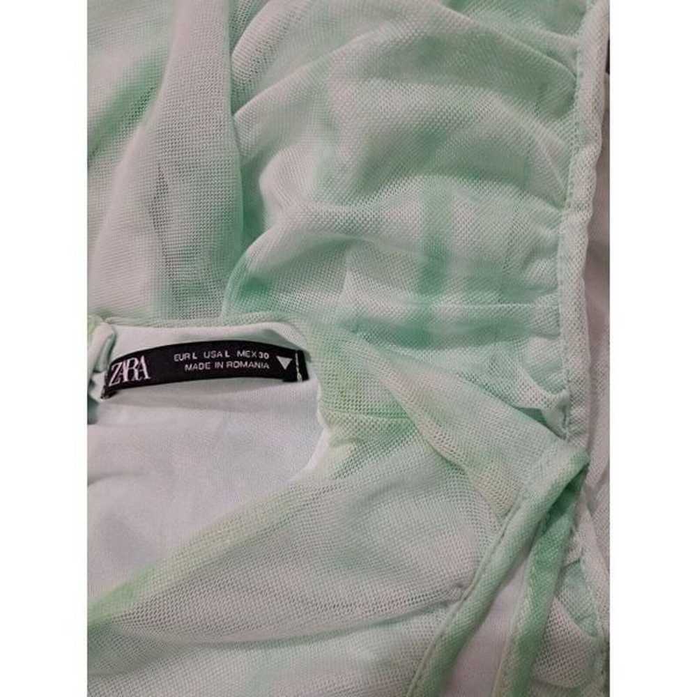 Zara Womens Large Tulle Midi Bodycon Mesh Mint Gr… - image 7