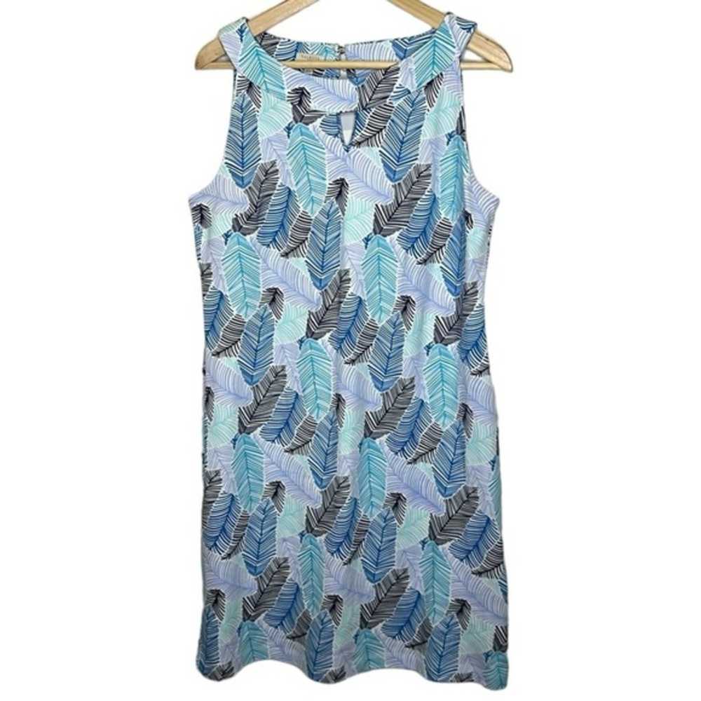 Talbots Large sleeveless tropical cotton leaves d… - image 1