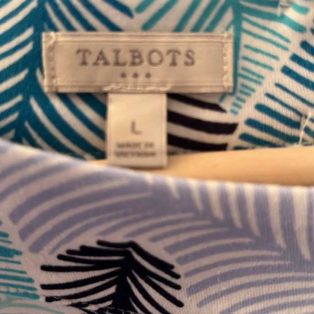 Talbots Large sleeveless tropical cotton leaves d… - image 3
