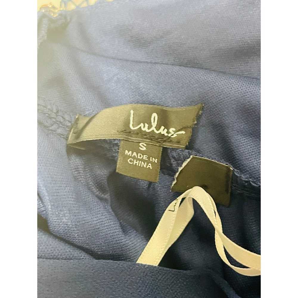 LULU'S SZ S Passionate Promise Navy Blue Lace Str… - image 6