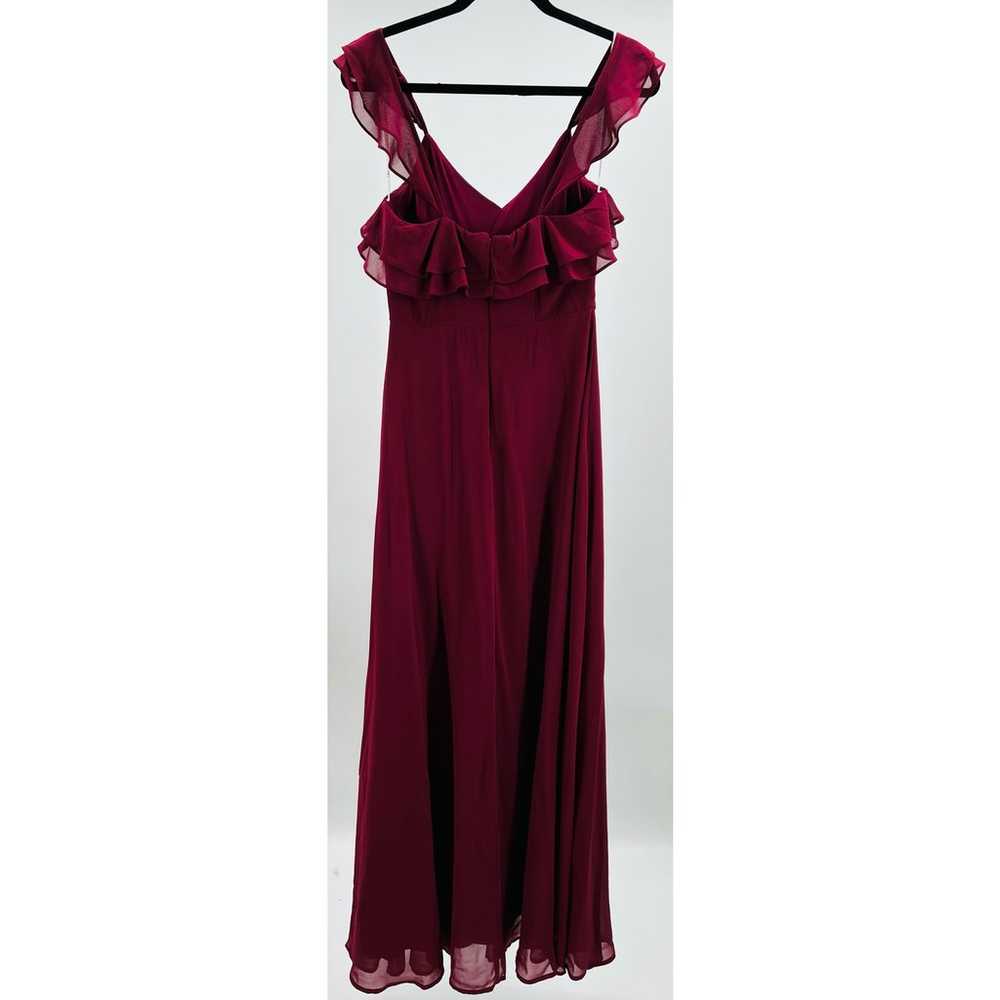LULU'S S burgundy ruffle sleeveless maxi bridesma… - image 4