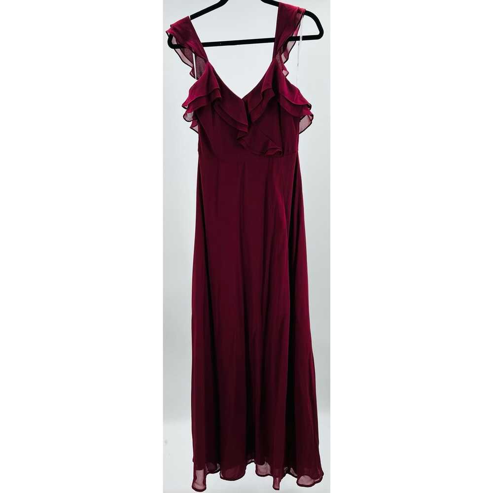 LULU'S S burgundy ruffle sleeveless maxi bridesma… - image 7