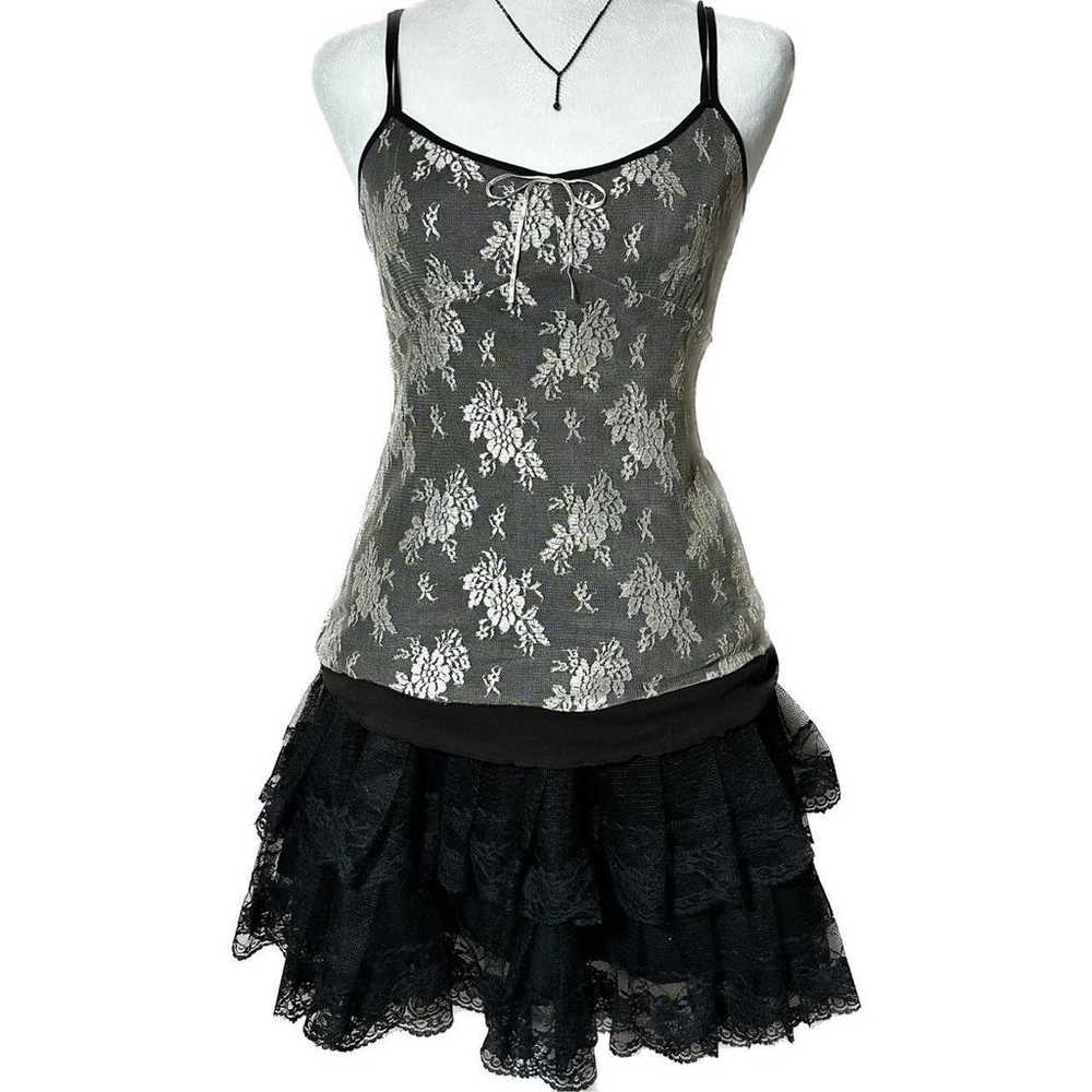 lace lined floral babydoll milkmaid cami. - image 1