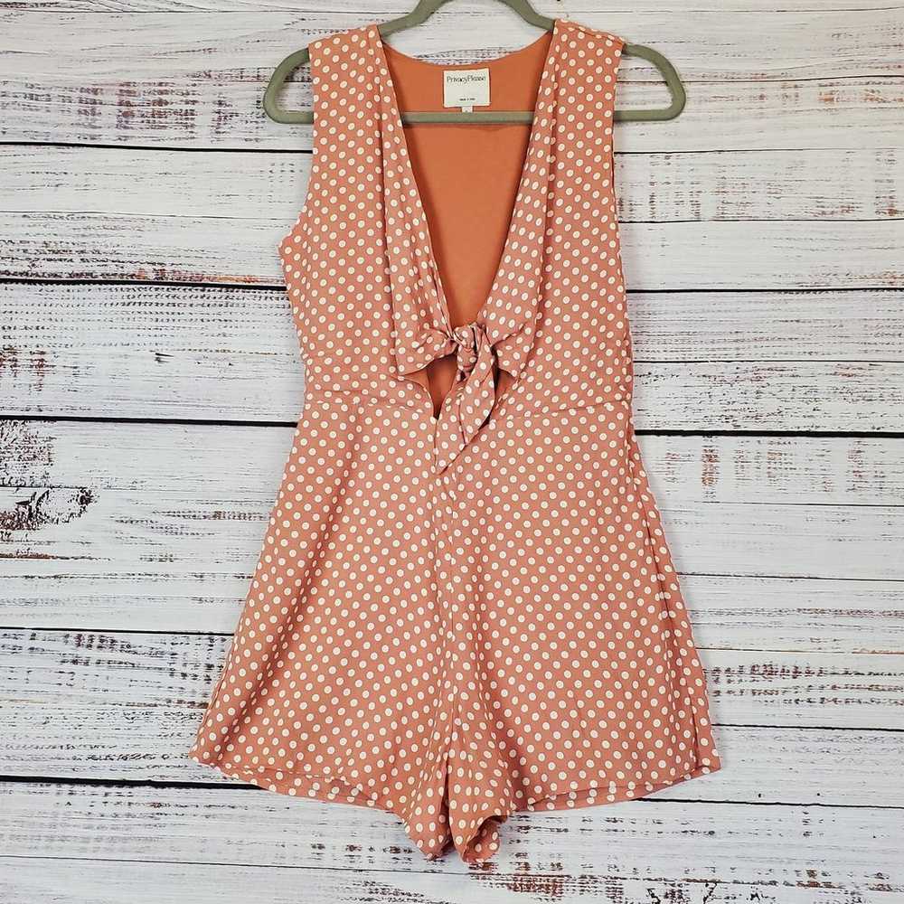 Privacy Please Dusty Pink Polkadot Romper Size Sm… - image 2