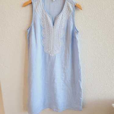 J. Jill Linen Embroidered and Beaded Shift Dress s