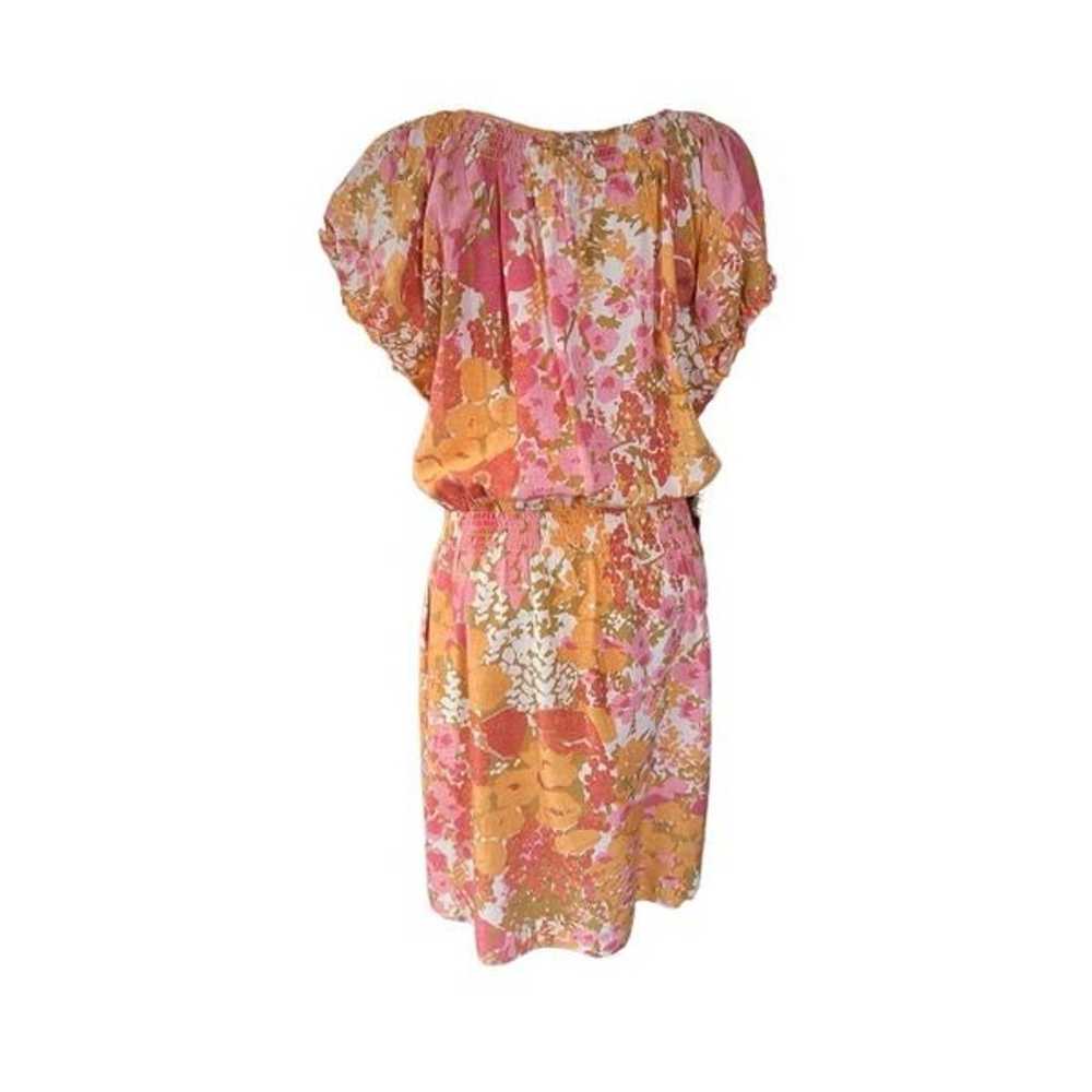Talbots Dress Orange Pink Floral Print Cap Sleeve… - image 2