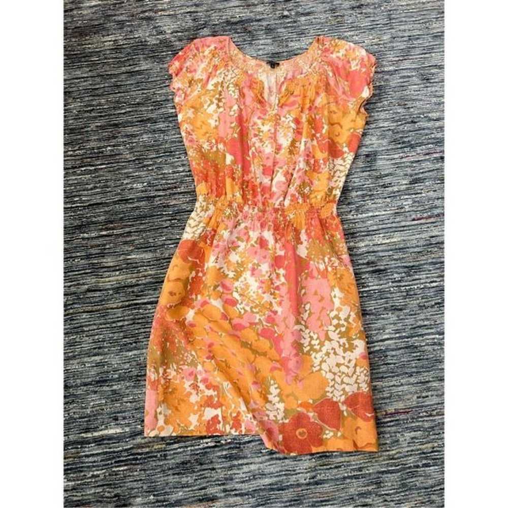 Talbots Dress Orange Pink Floral Print Cap Sleeve… - image 3