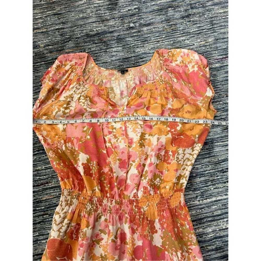 Talbots Dress Orange Pink Floral Print Cap Sleeve… - image 6