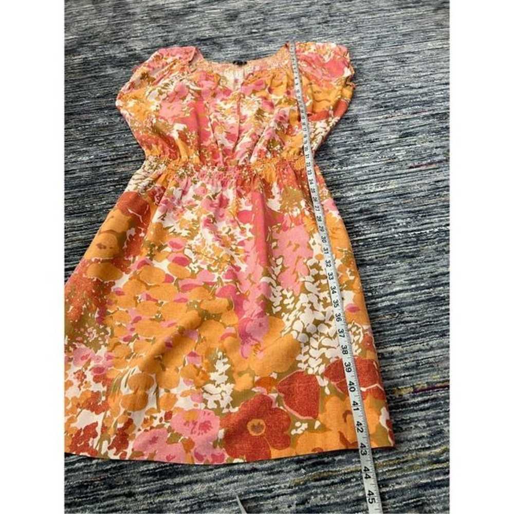 Talbots Dress Orange Pink Floral Print Cap Sleeve… - image 7