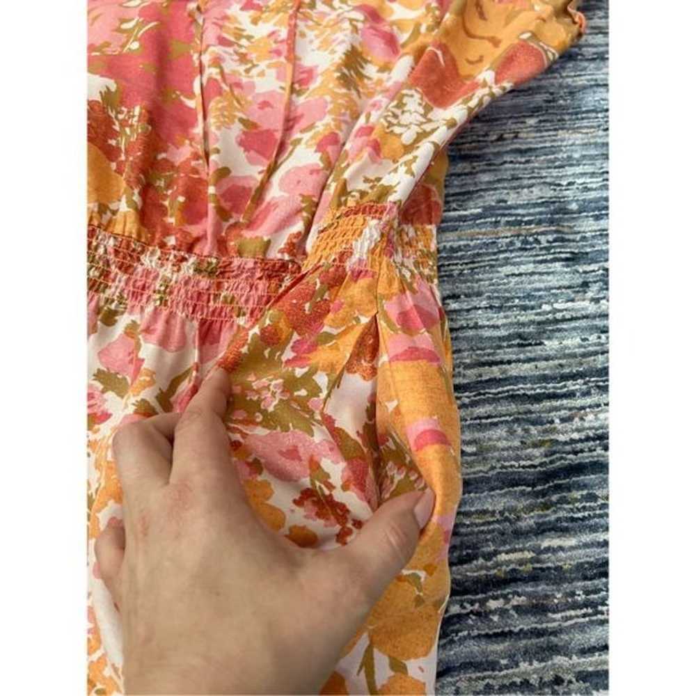 Talbots Dress Orange Pink Floral Print Cap Sleeve… - image 8
