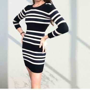 French Connection Black and White Striped Mini Dr… - image 1