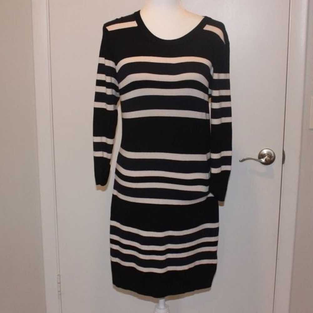 French Connection Black and White Striped Mini Dr… - image 2