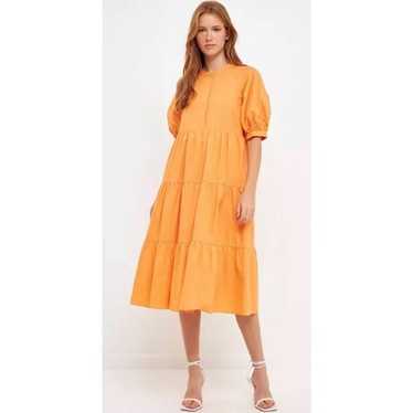 NWOT English Factory Short Puff Sleeve Midi Dress… - image 1
