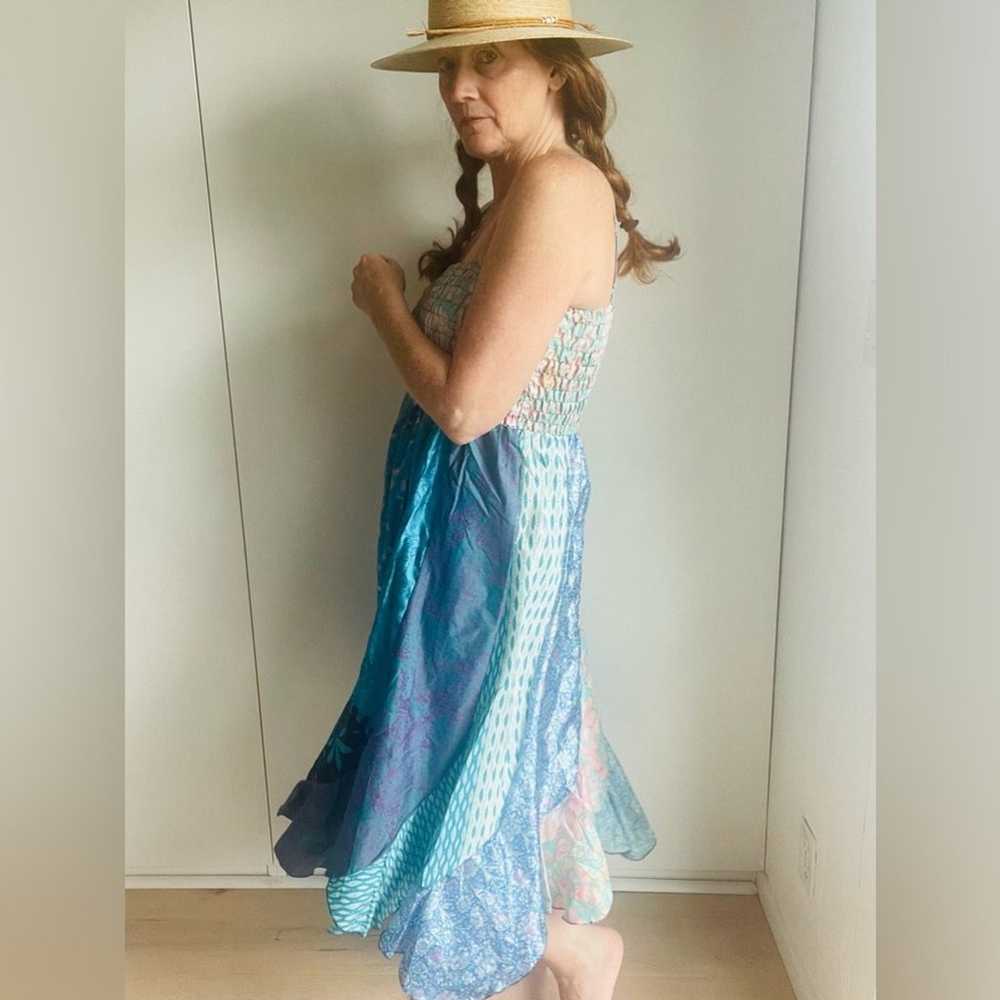 Handmade Sundress Silk Blue Small Summer Spring I… - image 4