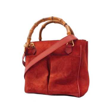 GUCCI Handbag Bamboo 000 123 0316 Suede Red Women… - image 1