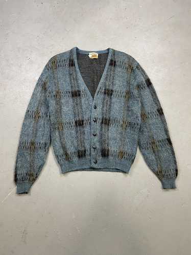 Vintage Vintage 1960s Mohair Blue Plaid Cardigan … - image 1