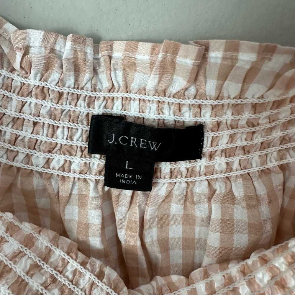 J. Crew Smocked Gingham Puff Sleeve Poplin Dress … - image 8