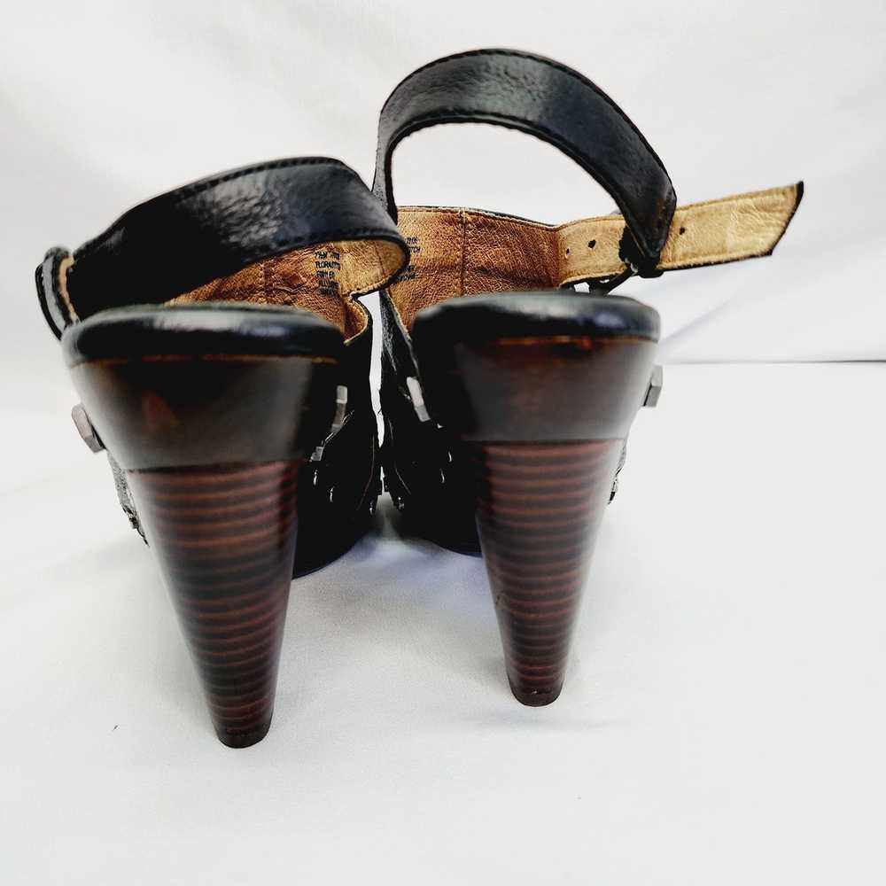 Frye FRYE Black Flora Stitch Leather Stacked Heel… - image 10
