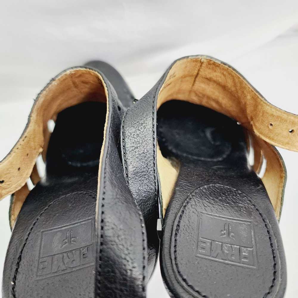 Frye FRYE Black Flora Stitch Leather Stacked Heel… - image 3