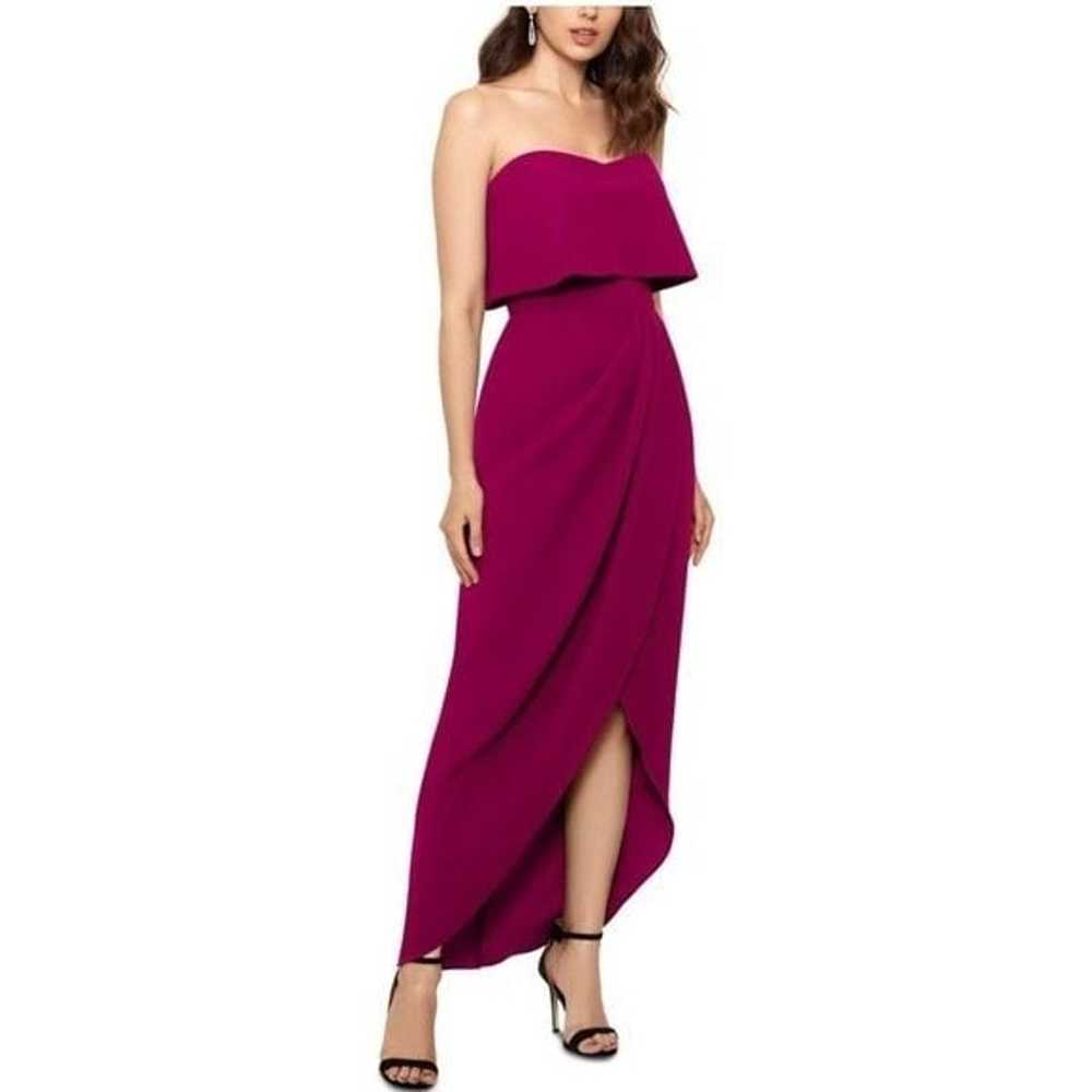 Xscape Strapless Tulip-Skirt Crepe Midi Dress in … - image 2