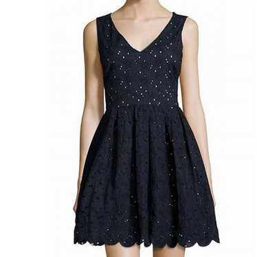 Karl Lagerfeld Navy Blue Floral Lace Fit & Flare … - image 1