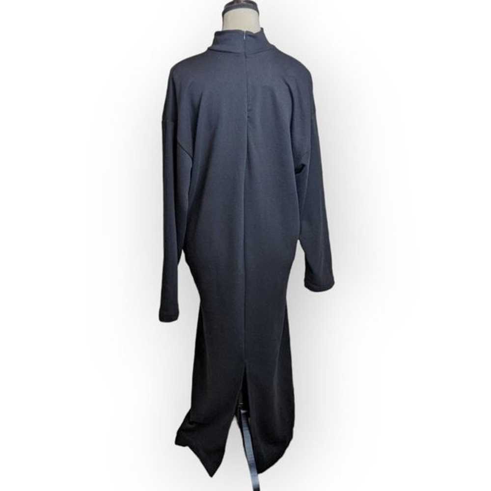 Zara Black Long Sleeve Knotted Pleated Dress Size… - image 4