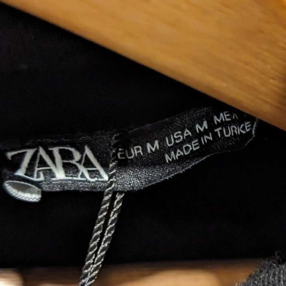 Zara Black Long Sleeve Knotted Pleated Dress Size… - image 7