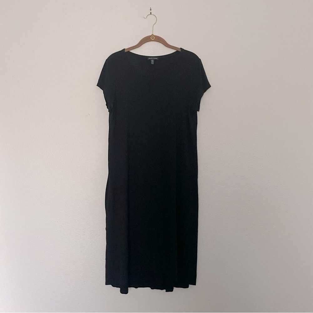 Eileen Fisher Black Short Sleeve Oversized Dress … - image 1