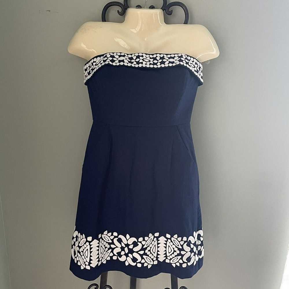 Vineyard Vines Embroidered Strapless Dress Sz 2 N… - image 1