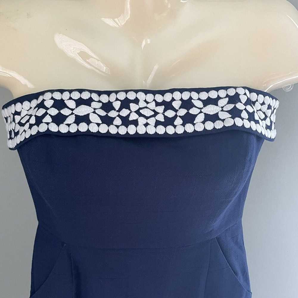 Vineyard Vines Embroidered Strapless Dress Sz 2 N… - image 3