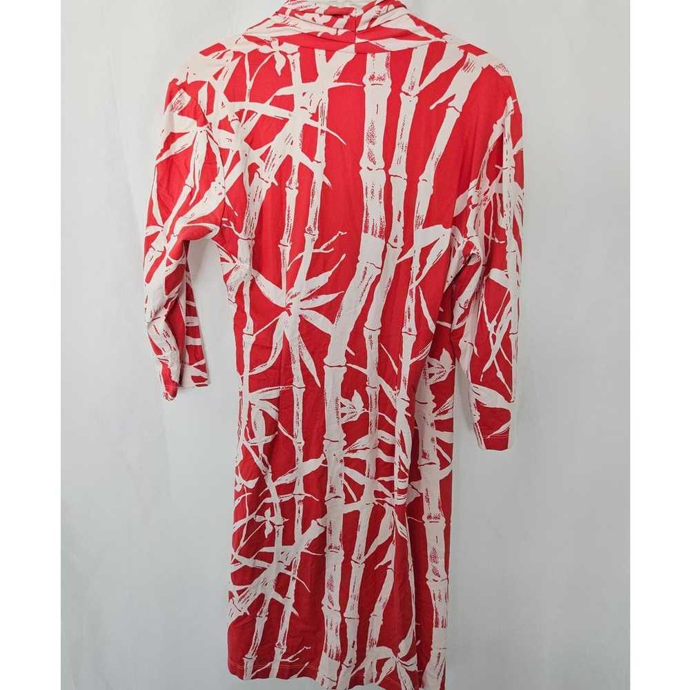J. McLaughlin Pink Off White Bamboo Print 3/4 Sle… - image 2
