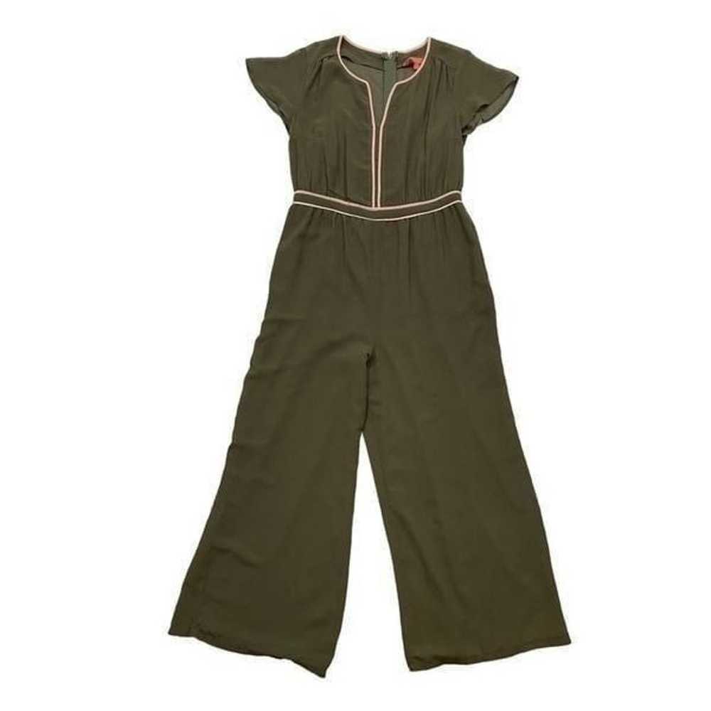 Mod Cloth Chiffon Olive Green and Punk Jumpsuit S… - image 1