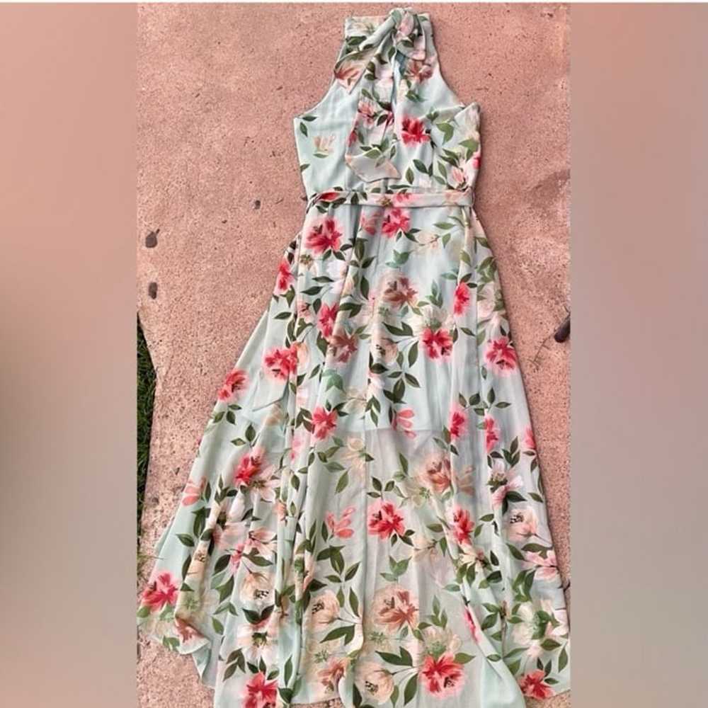 ELIZA J Green Tie Sheer Floral Sleeveless Mock Ne… - image 10