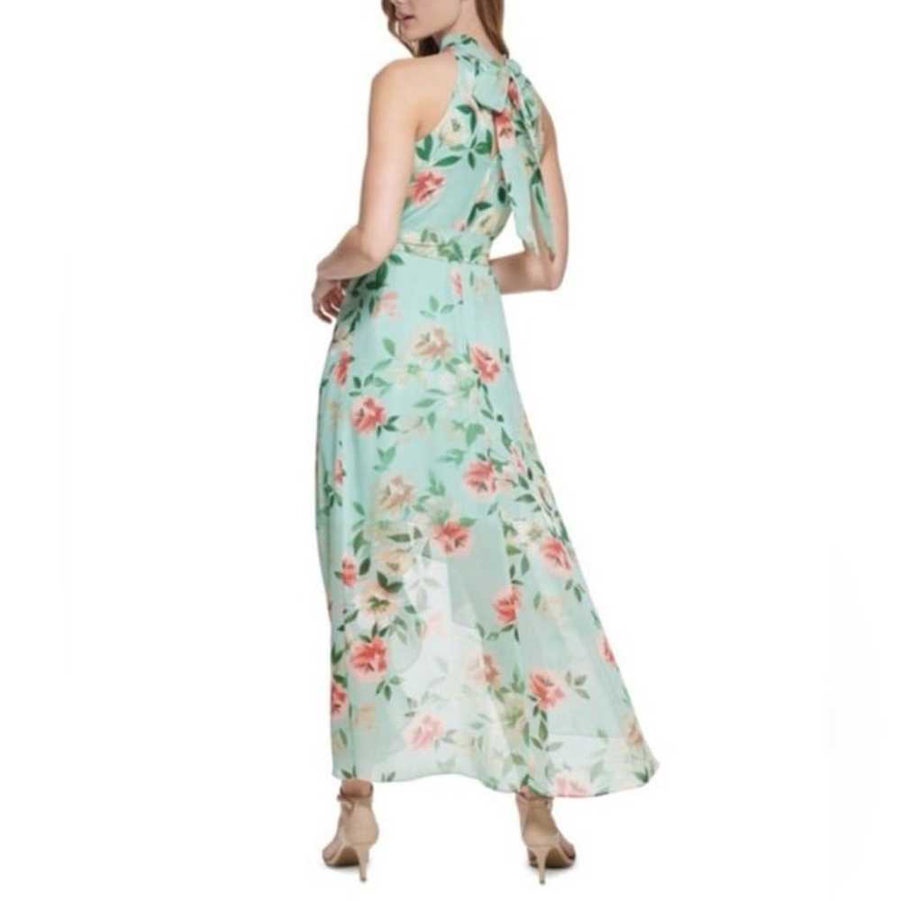 ELIZA J Green Tie Sheer Floral Sleeveless Mock Ne… - image 5