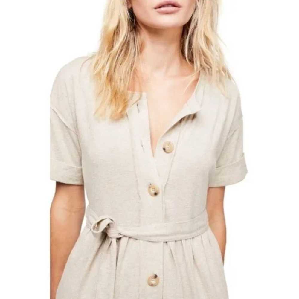 Free People Beach Neutral Lighthouse Button Linen… - image 6