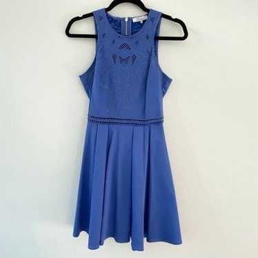 Parker Blue Floral Mesh Detail Dress - image 1