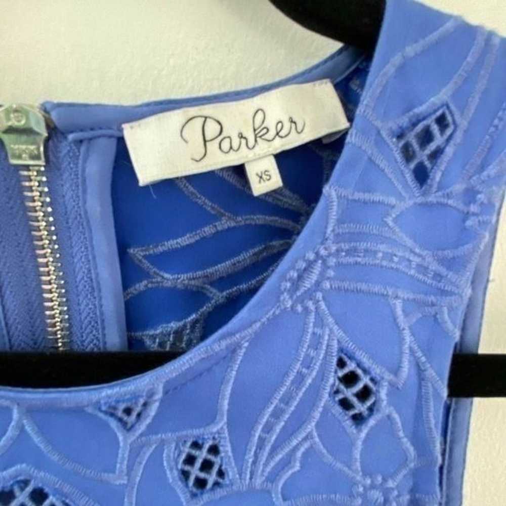 Parker Blue Floral Mesh Detail Dress - image 3