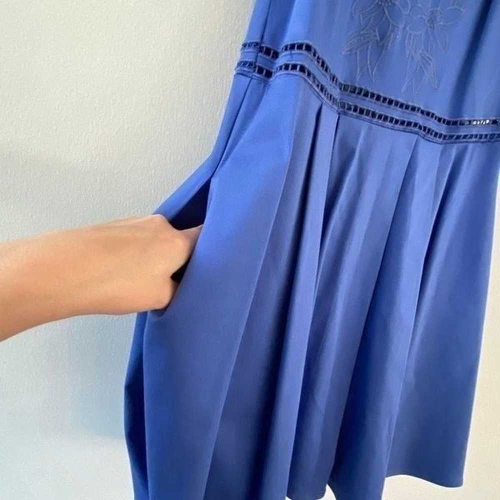 Parker Blue Floral Mesh Detail Dress - image 8